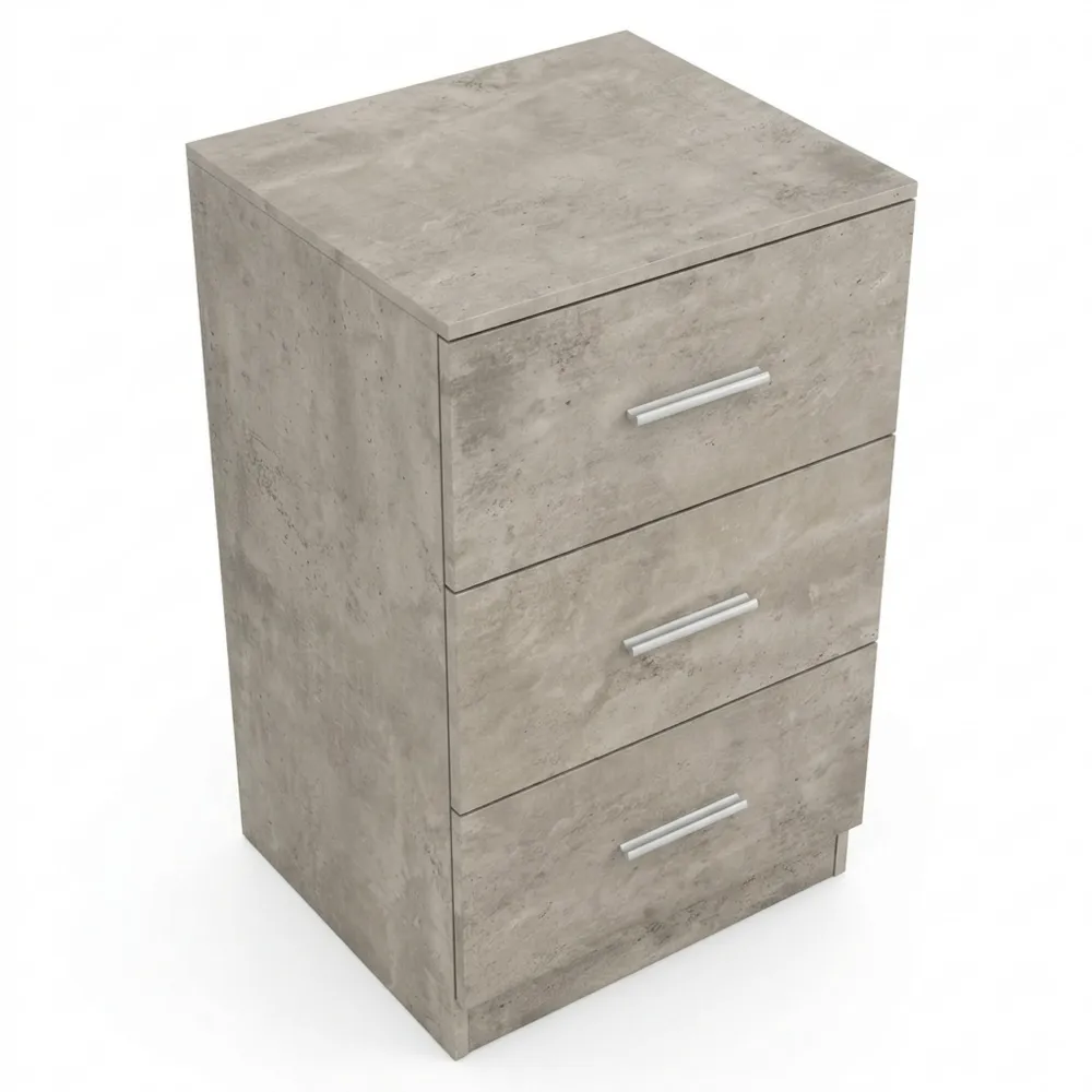 Nachttisch mit 3 Schubladen, Kompakte Holzkonsole, Ideal für Boxspringbetten, 37 x 34 x 66,5 cm