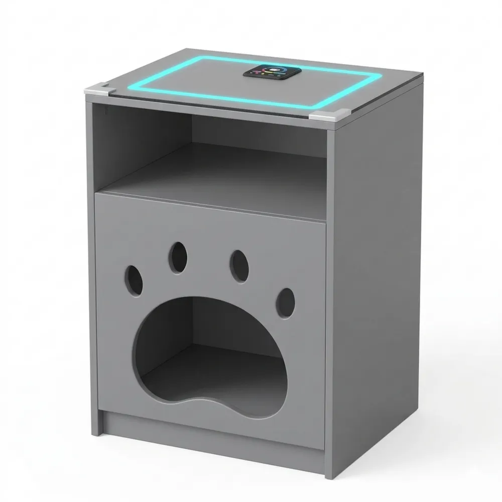 Multifunktionaler Beistelltisch mit LED-Beleuchtung und Stauraum