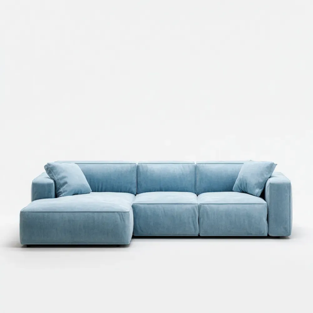 Ecksofa aus Stoff 300x95x75 cm – Hellblau