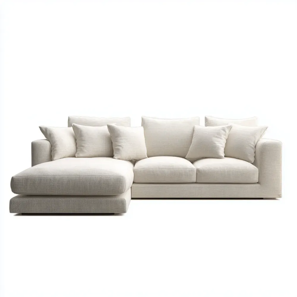 Ecksofa Stoff Beige mit abnehmbaren Kissen