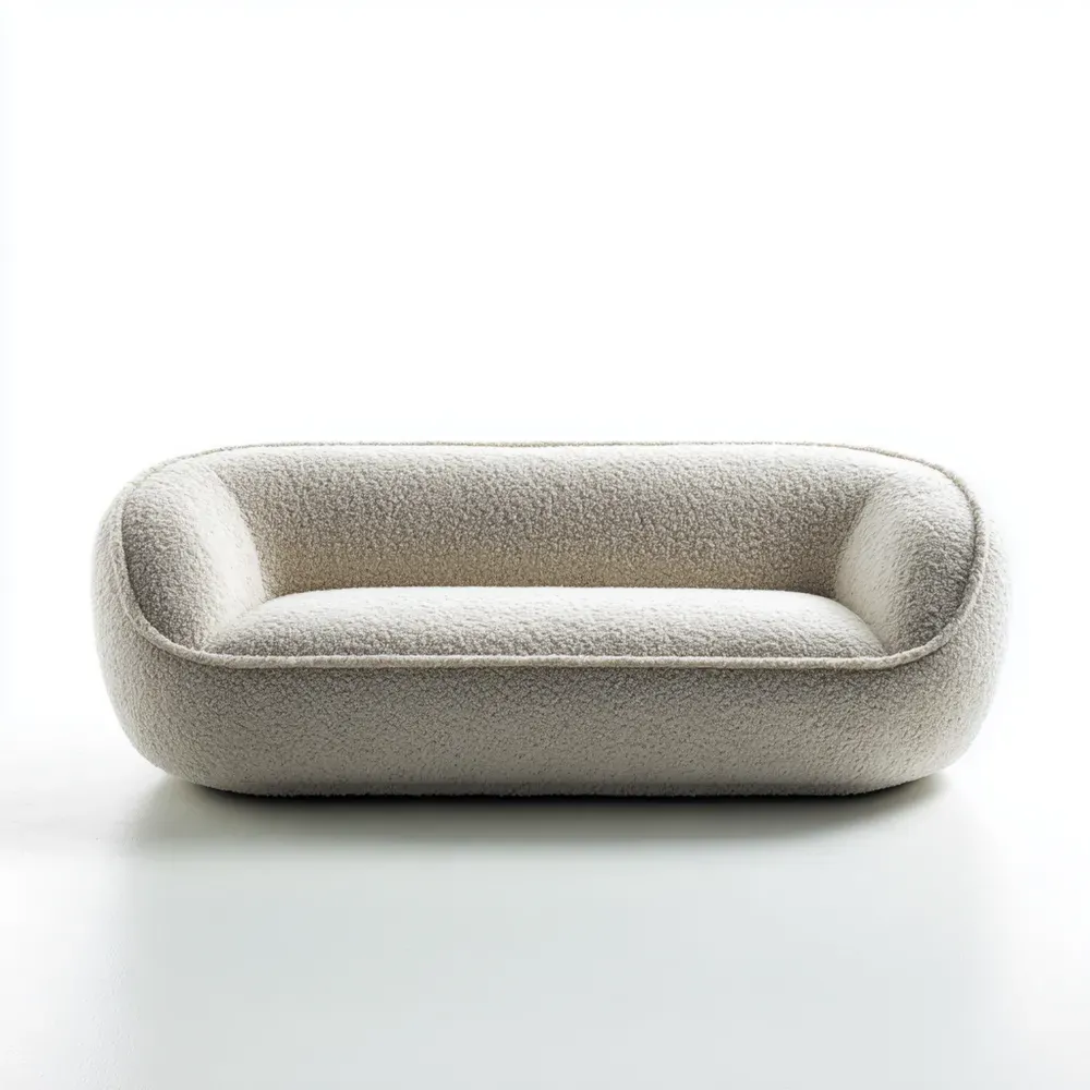 Bouclé Sofa 200x90x75 cm - Beige