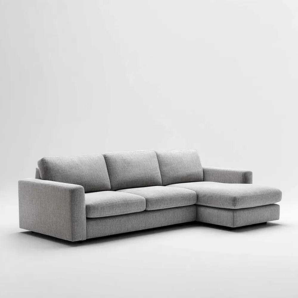Ecksofa aus Polyester Hellgrau