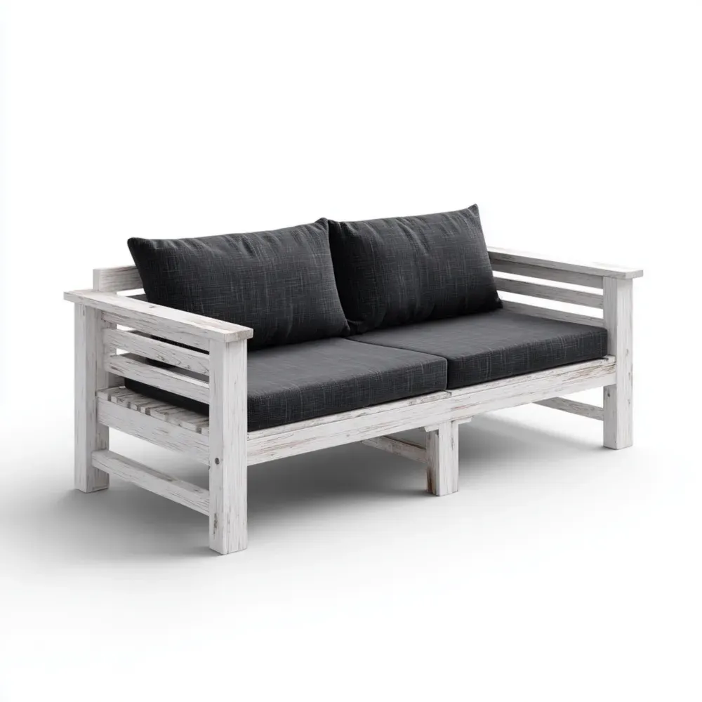 Gartensofa mit Holzrahmen Dunkelgrau