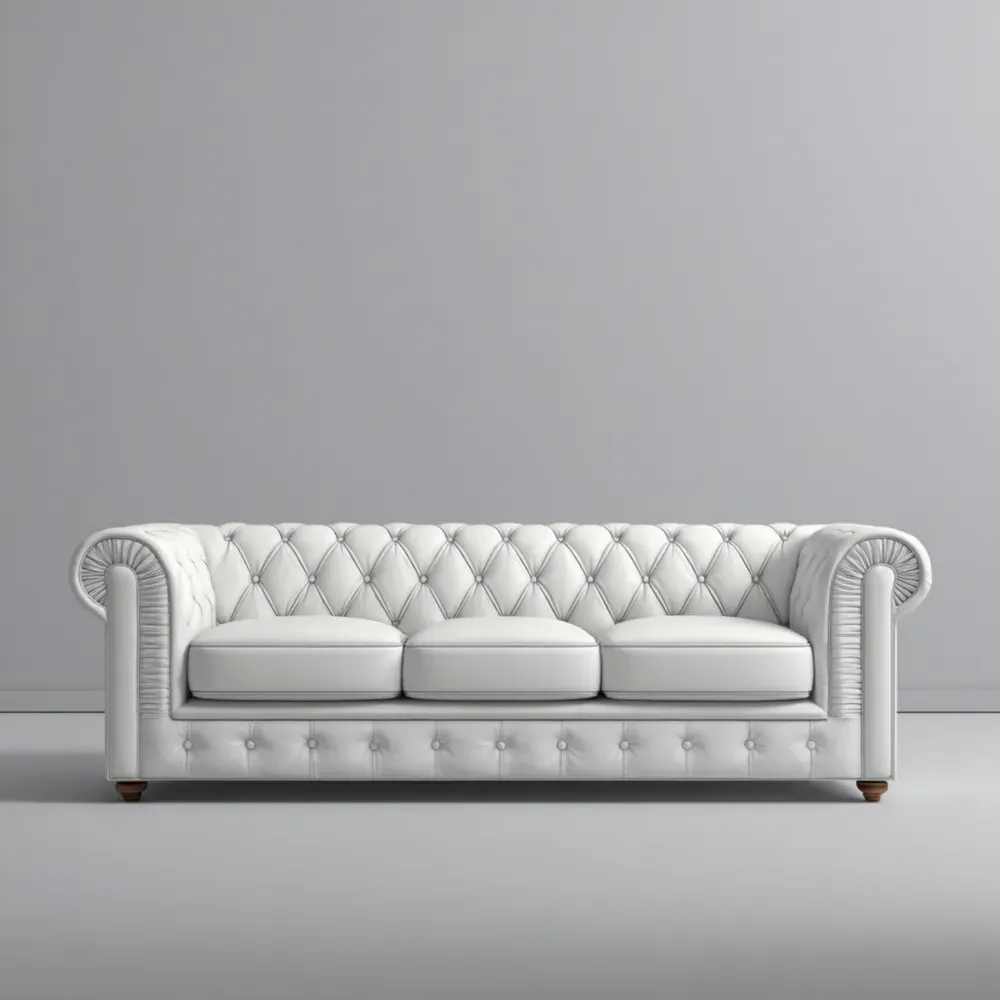 Chesterfield Sofa Leder 220x90x75 cm – Weiß