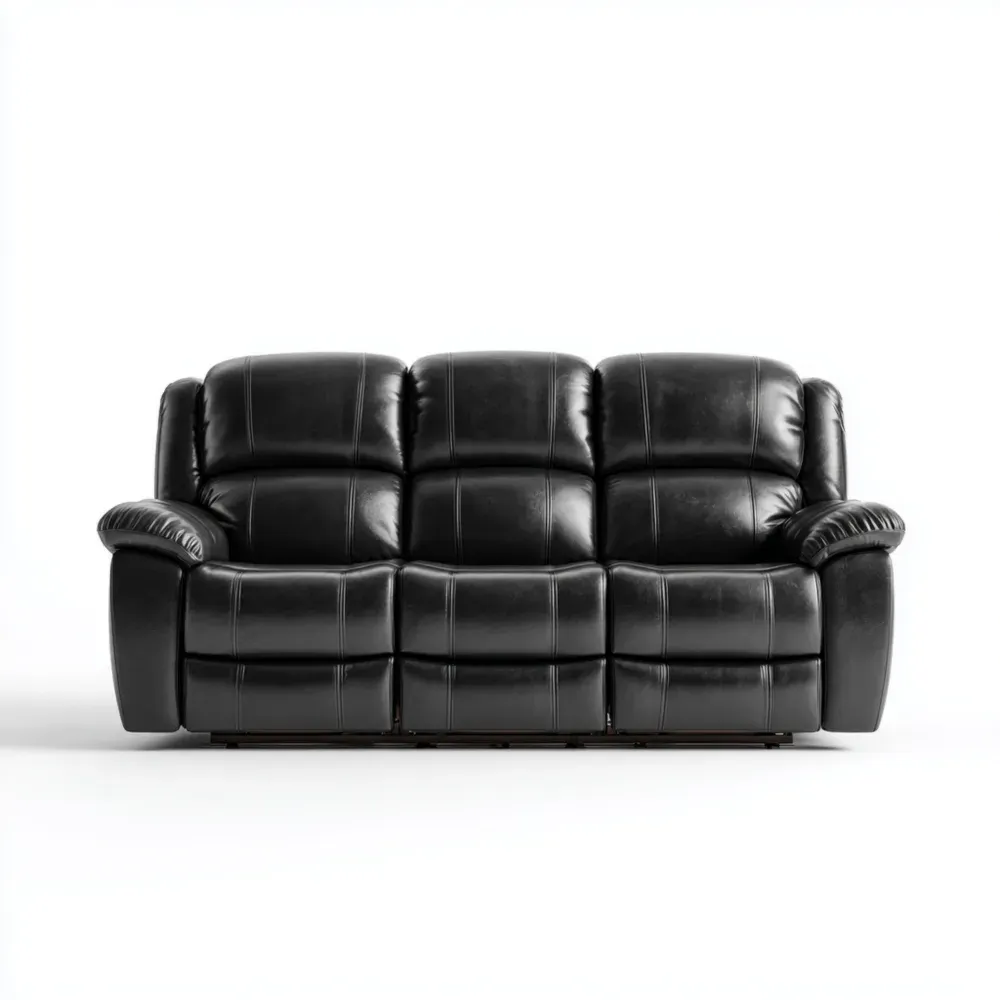 Dreisitzer-Sofa aus Leder Schwarz mit Verstellbarer Rückenlehne