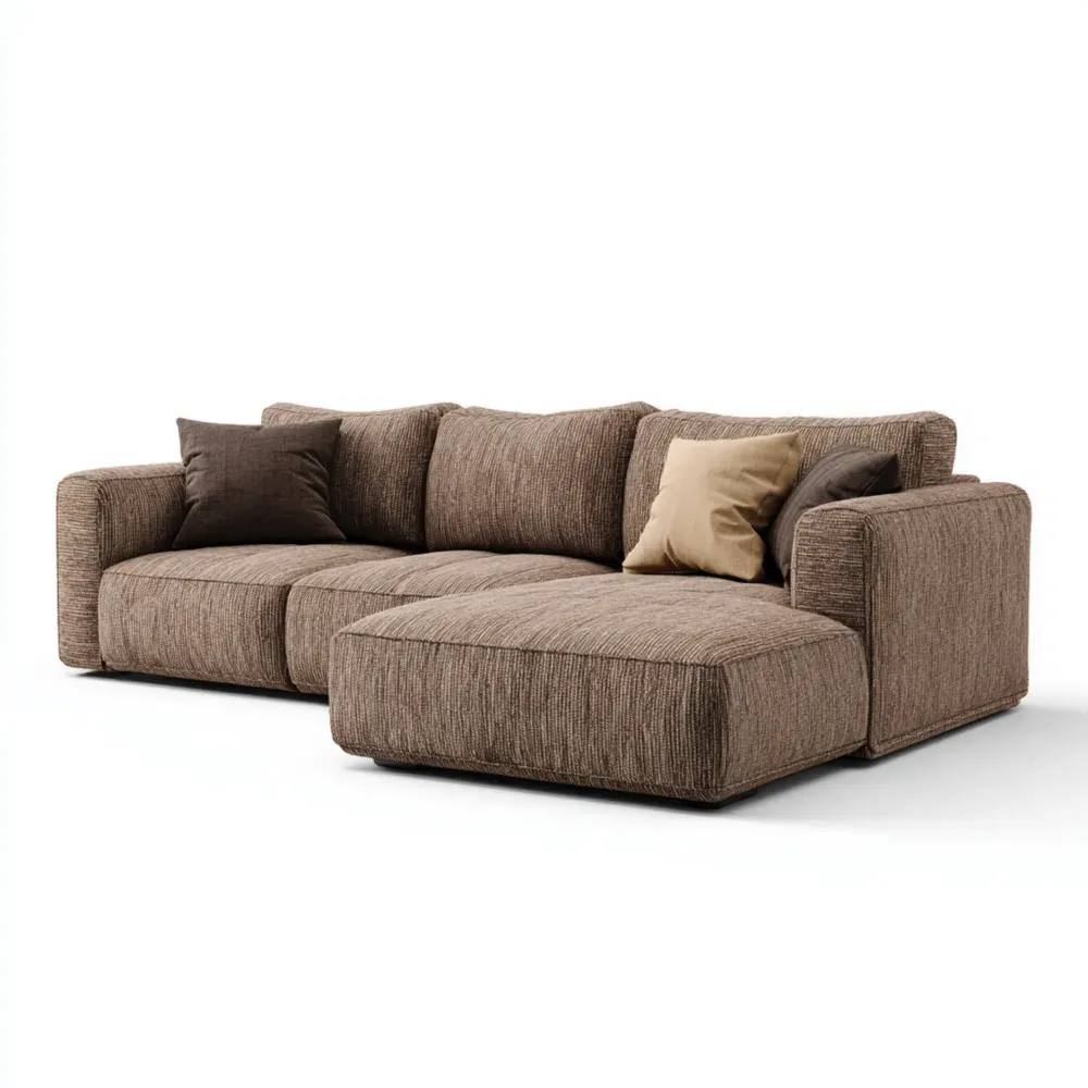 Ecksofa Cordstoff 250x100x80 cm – Braun
