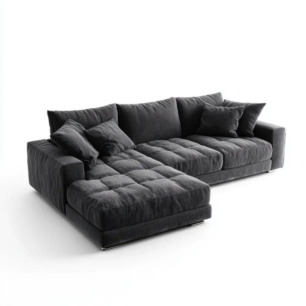 Ecksofa Cordstoff Anthrazit 280x160x75 cm