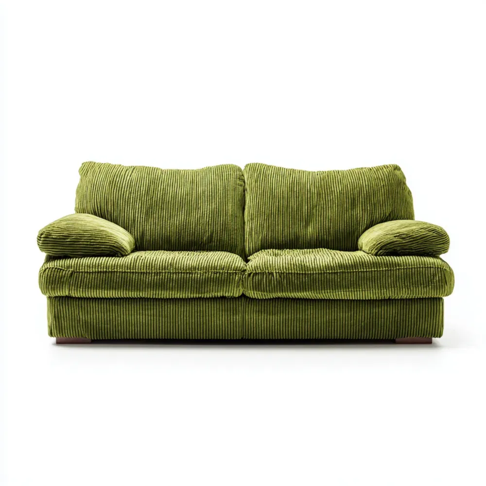 Sofa aus Cordstoff in Olivgrün 200x90x85 cm