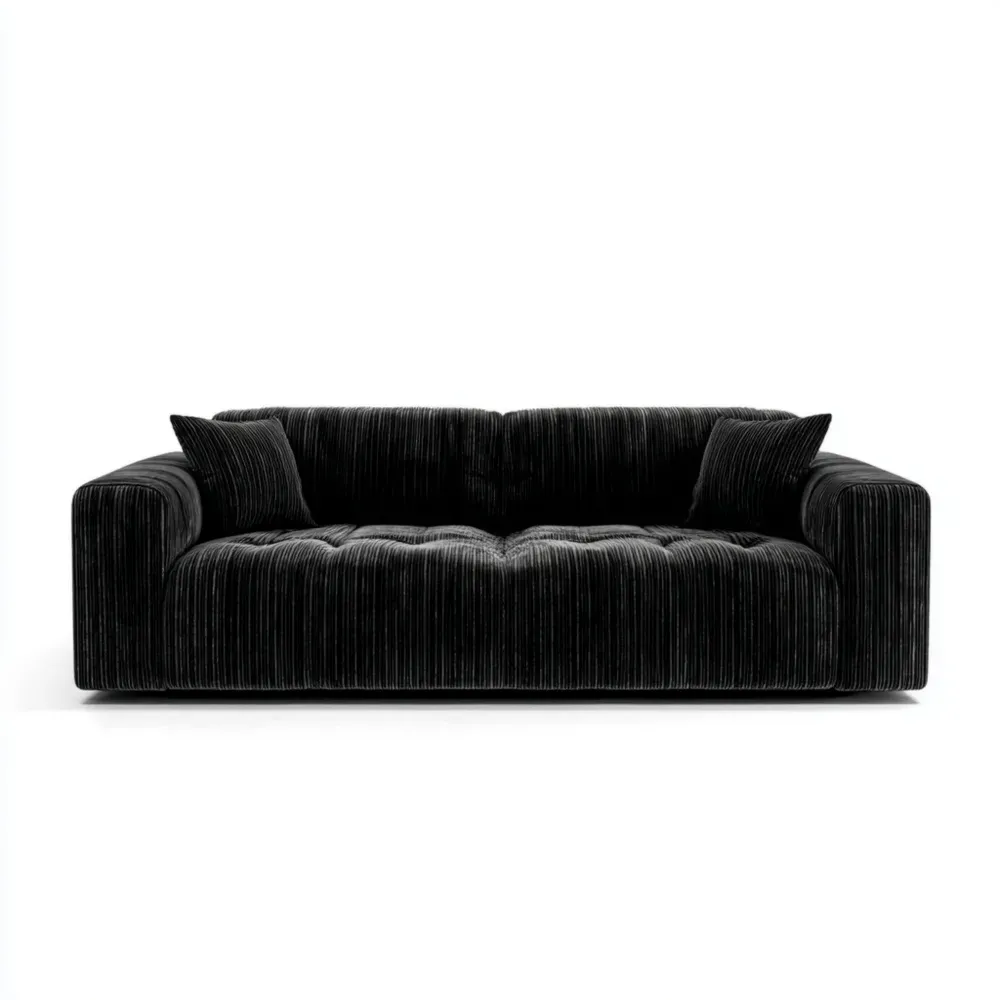 Sofa Cord Schwarz 220x90x70 cm