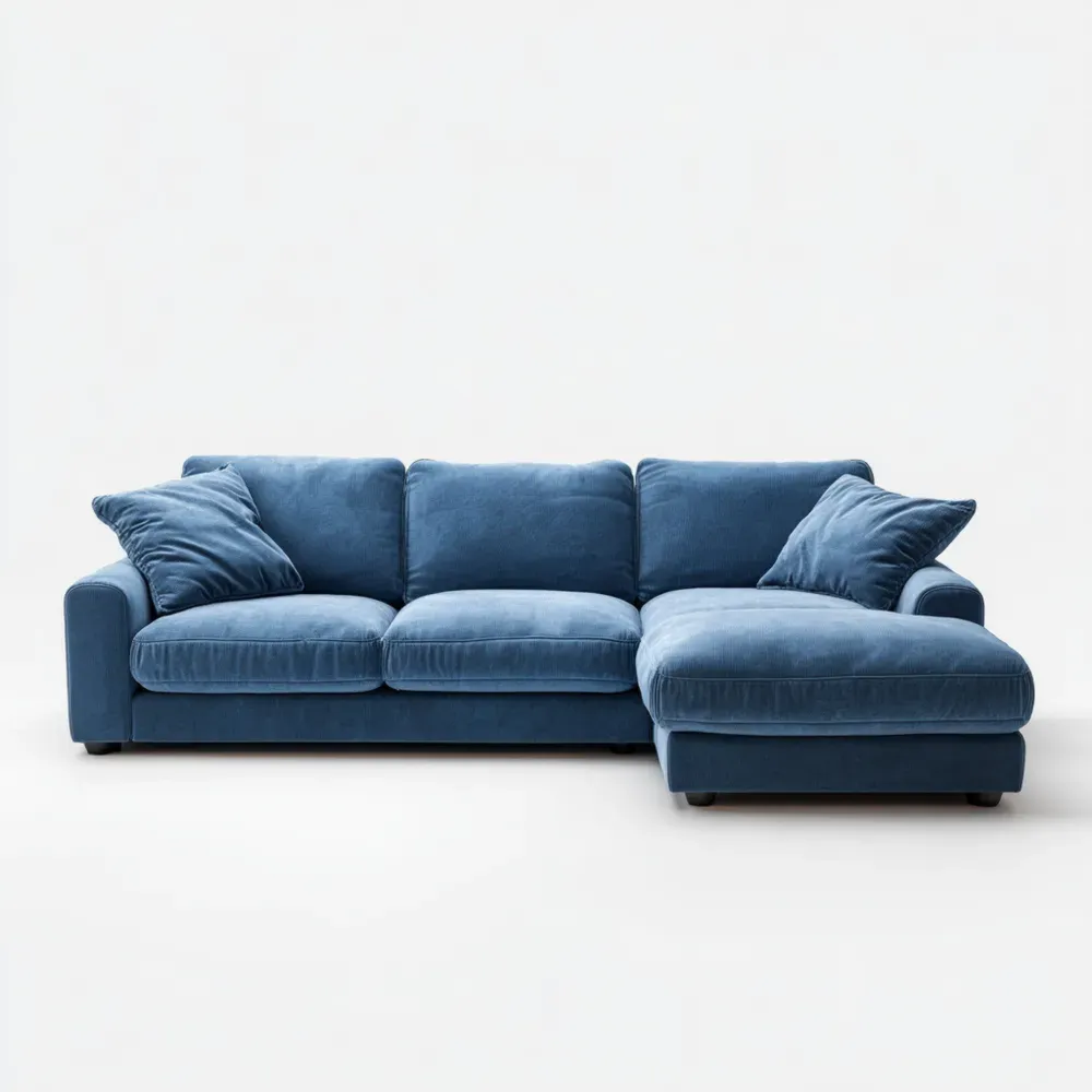 Ecksofa Stoff Blau