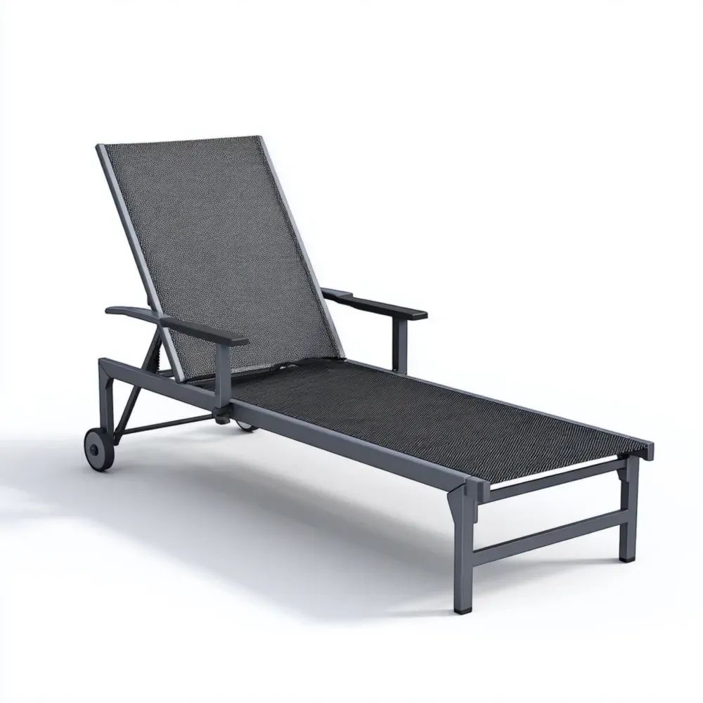 Aluminium Gartenliege mit Textilgewebe, verstellbar, 200x65x90 cm - Anthrazit
