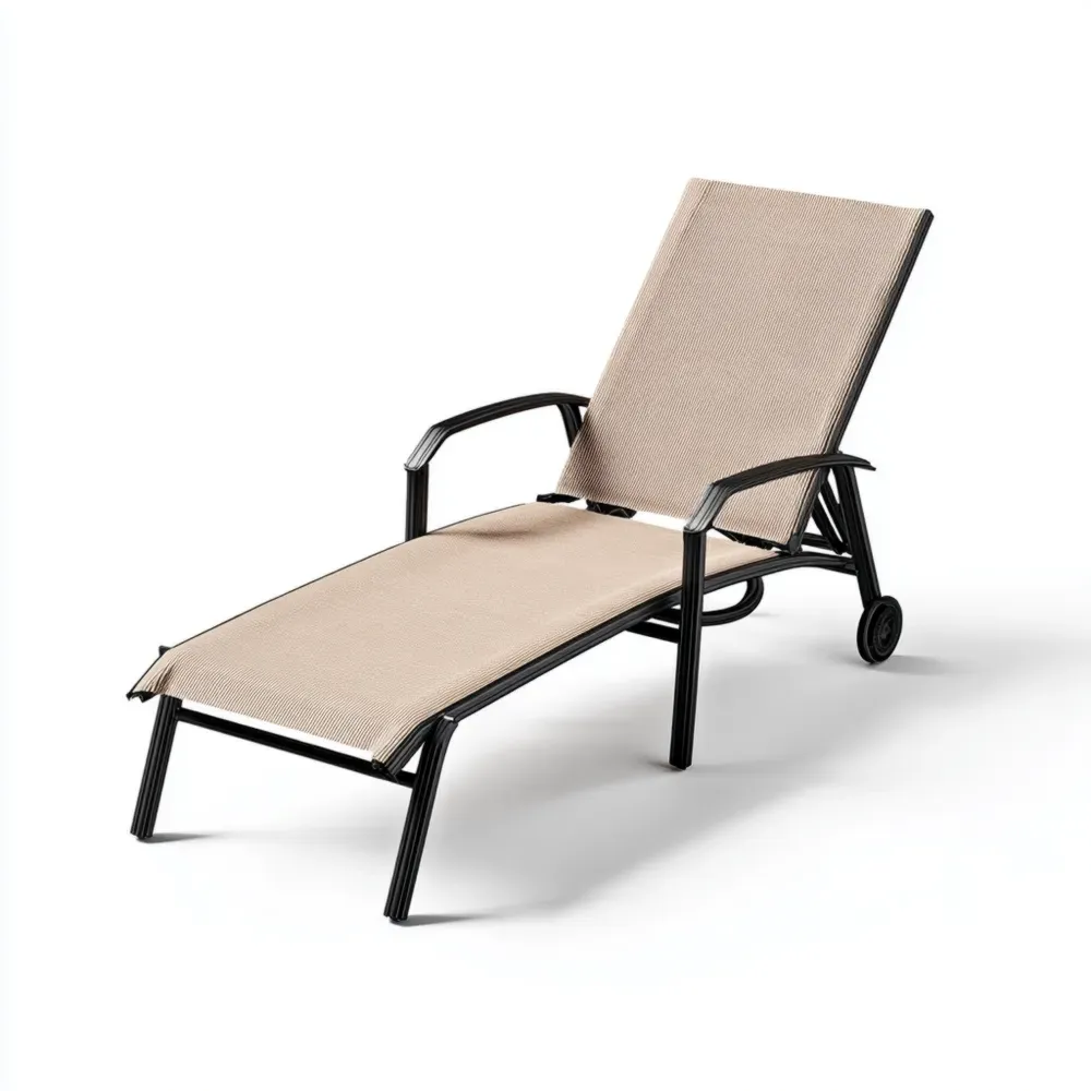 Verstellbare Sonnenliege Metallrahmen Textilgewebe Beige