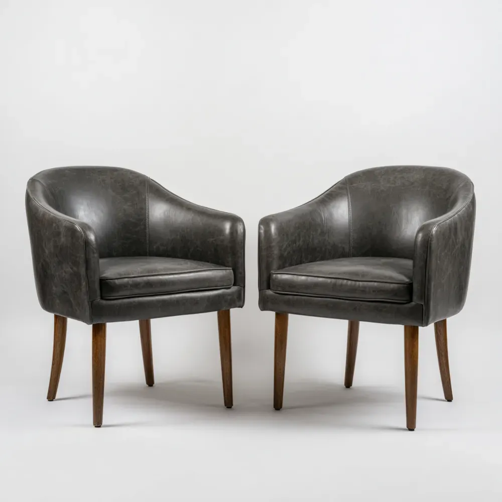 Set aus Polsterstühlen in PU-Leder, Dunkelgrau