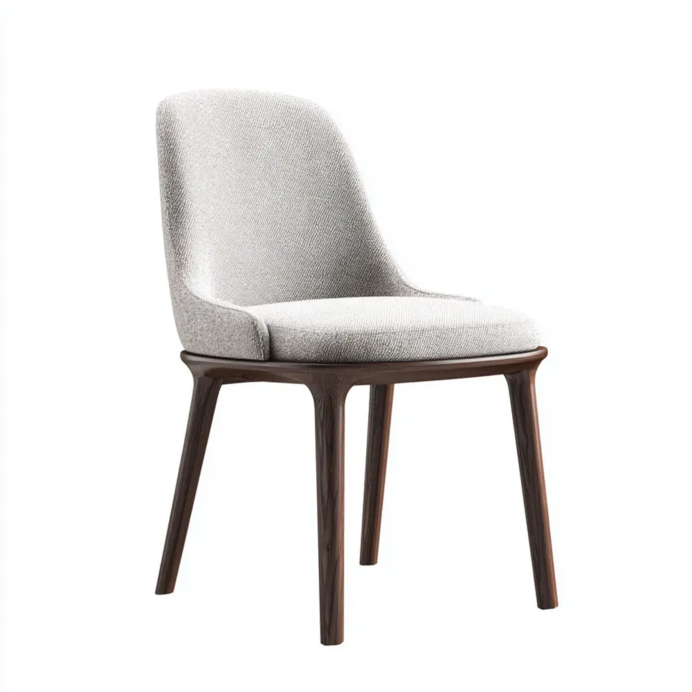 Esszimmerstuhl Holzrahmen Stoffpolster Hellgrau