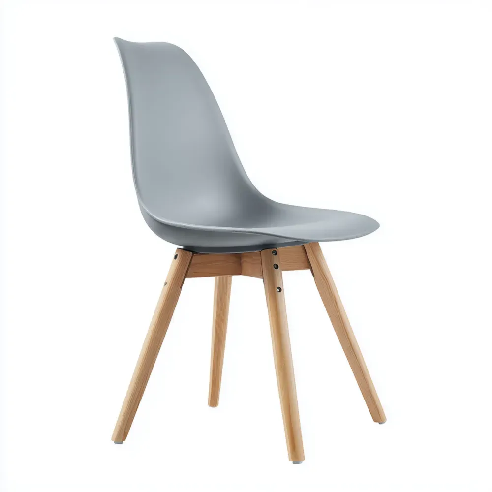 Esszimmerstuhl Kunststoff Grau mit Kiefernholzbeinen