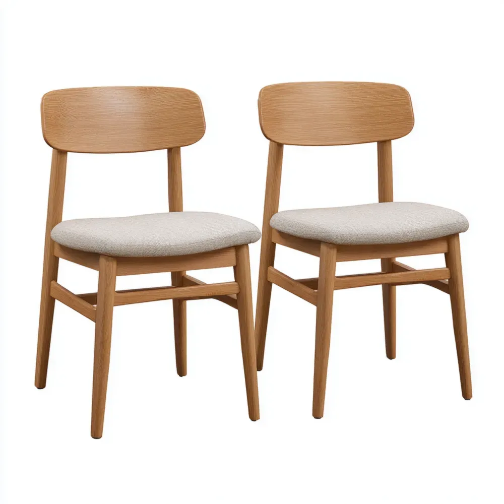 Esszimmerstühle Set aus Holz und Beige, 45x52x80 cm