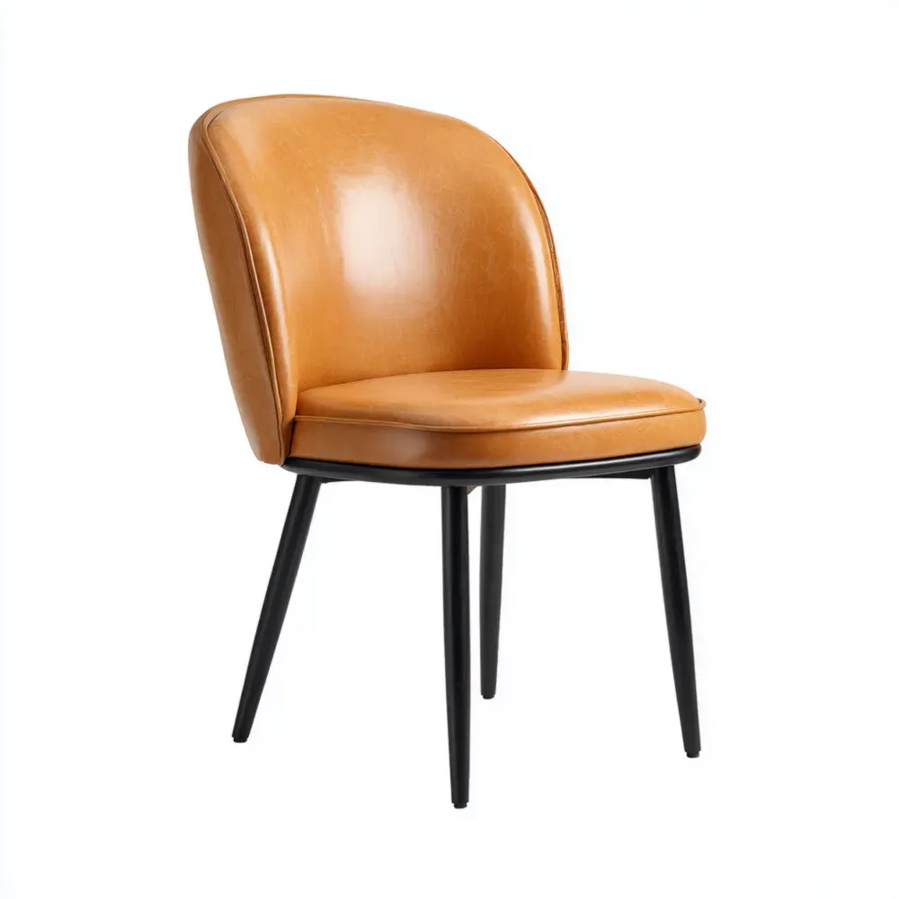 Esszimmerstuhl Metall und Kunstleder Hellbraun