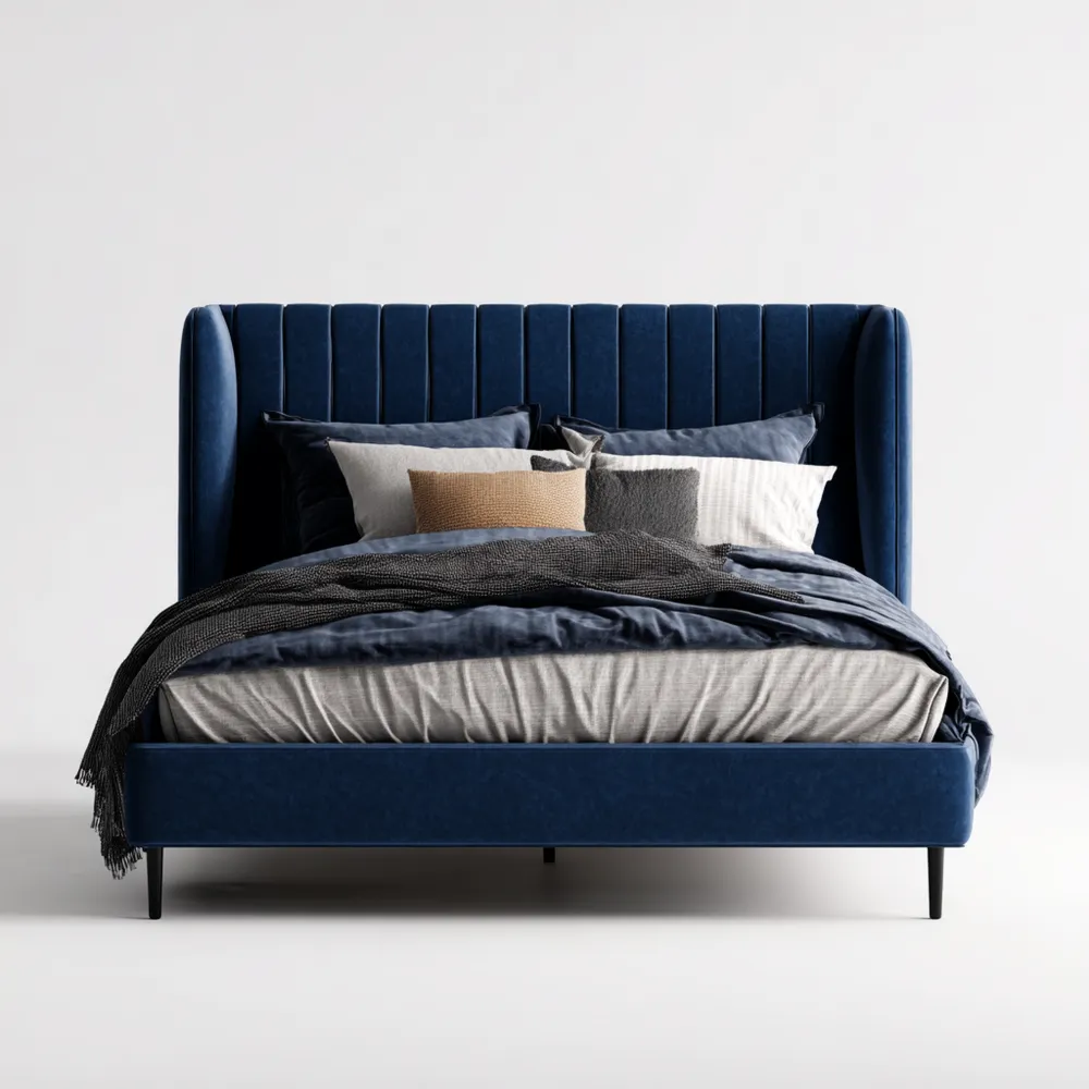 Polsterbett 160x200 cm Samt Blau