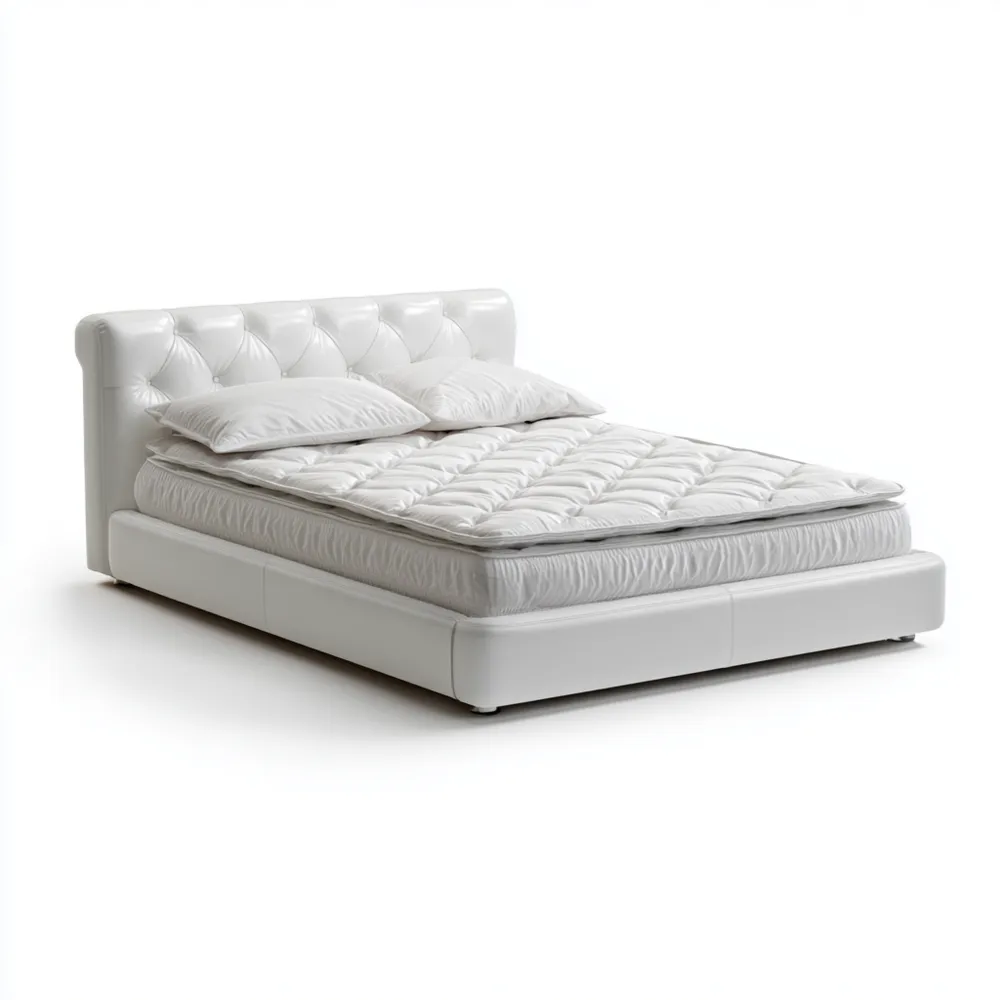 Polsterbett Kunstleder 180x200 cm Weiß mit Matratze und Kissen