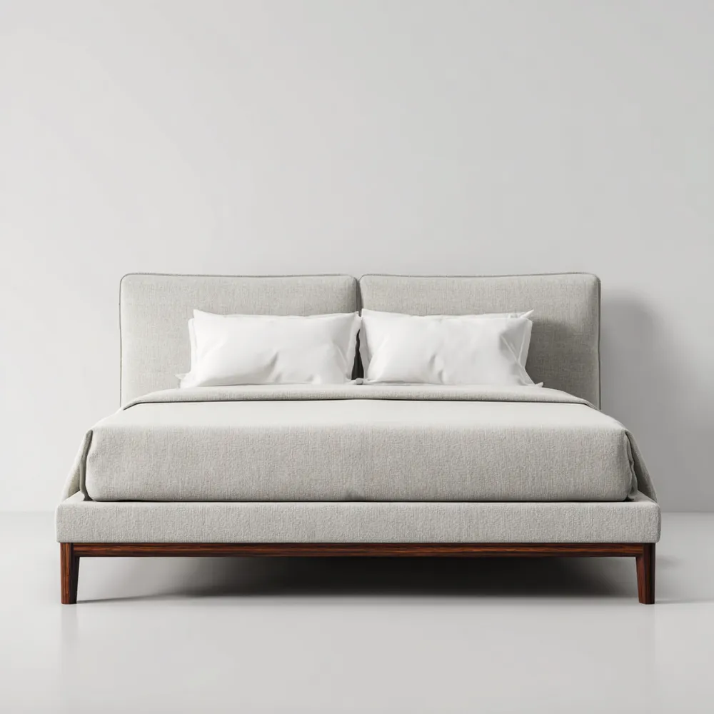 Bettgestell Holz und Stoff 200x160 cm – Hellgrau