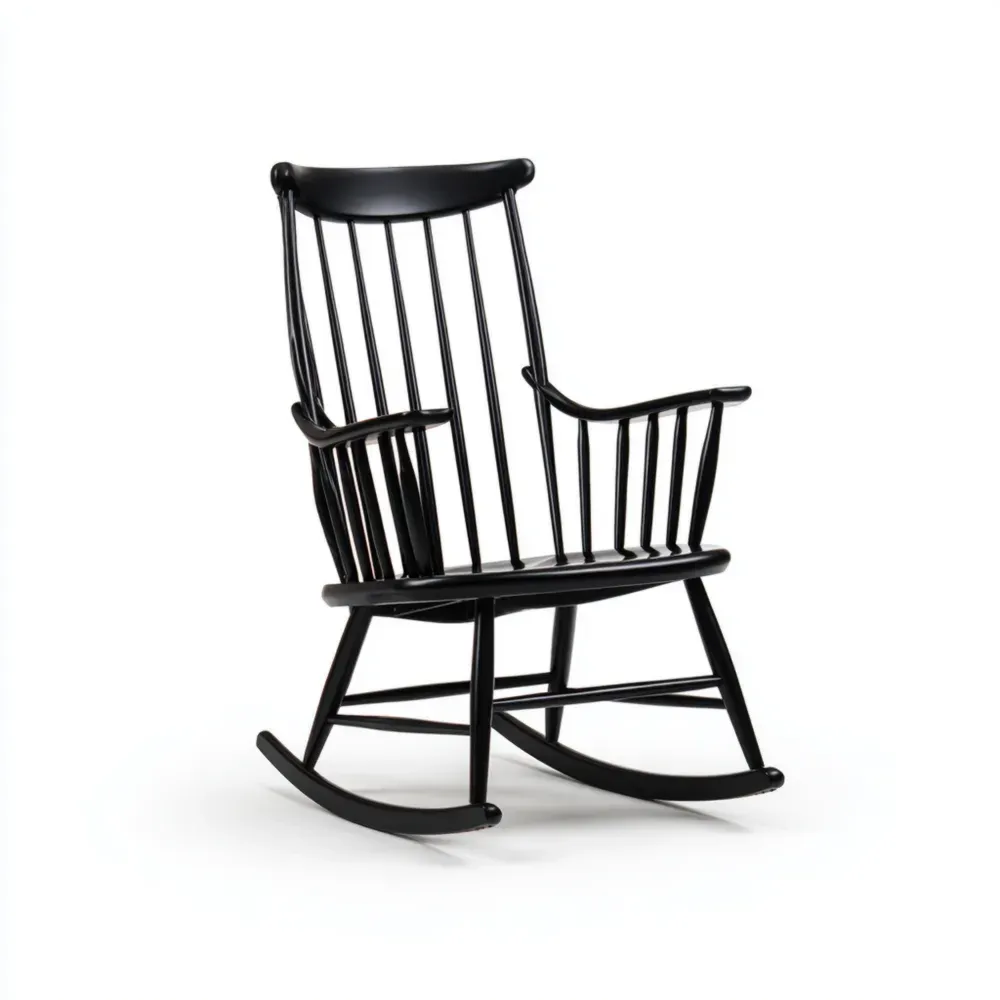 Schaukelstuhl Holz Schwarz
