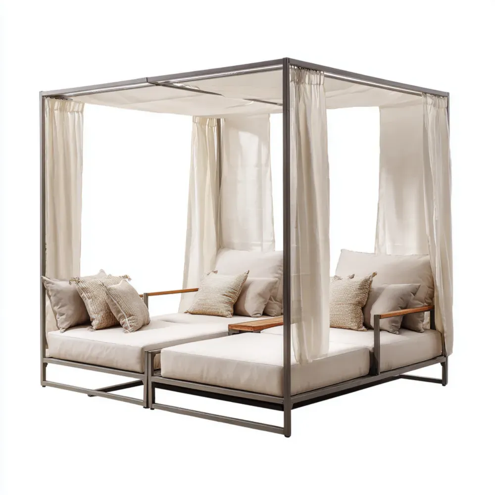 Outdoor Doppel-Liege Aluminium Beige