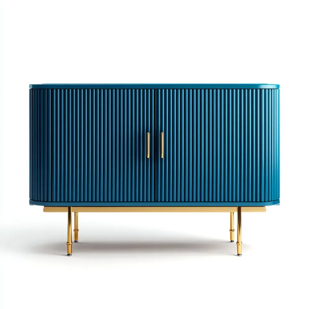 Sideboard Holz mit Metallbeinen Blau 100x45x80 cm