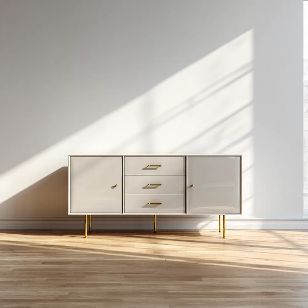 Sideboard MDF in Beige mit Metallbeinen