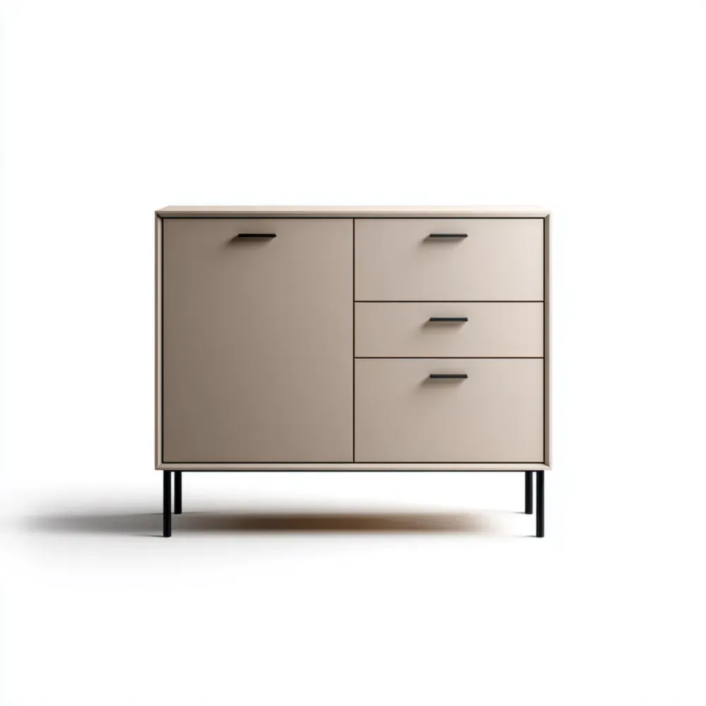 Kommode MDF 100x40x80 cm 3 Schubladen 1 Tür - Beige