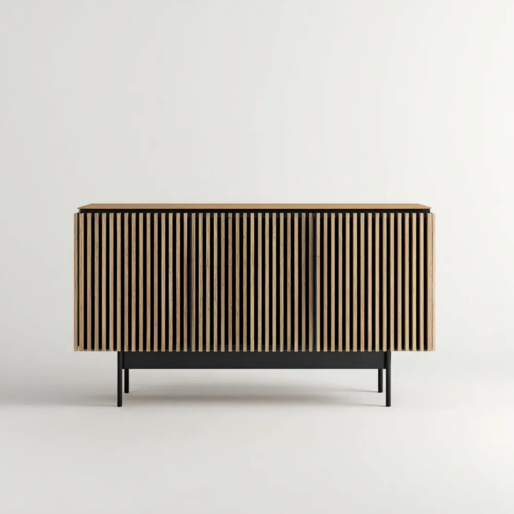 Sideboard aus Eichenholz mit Metallgestell 120x40x80 cm