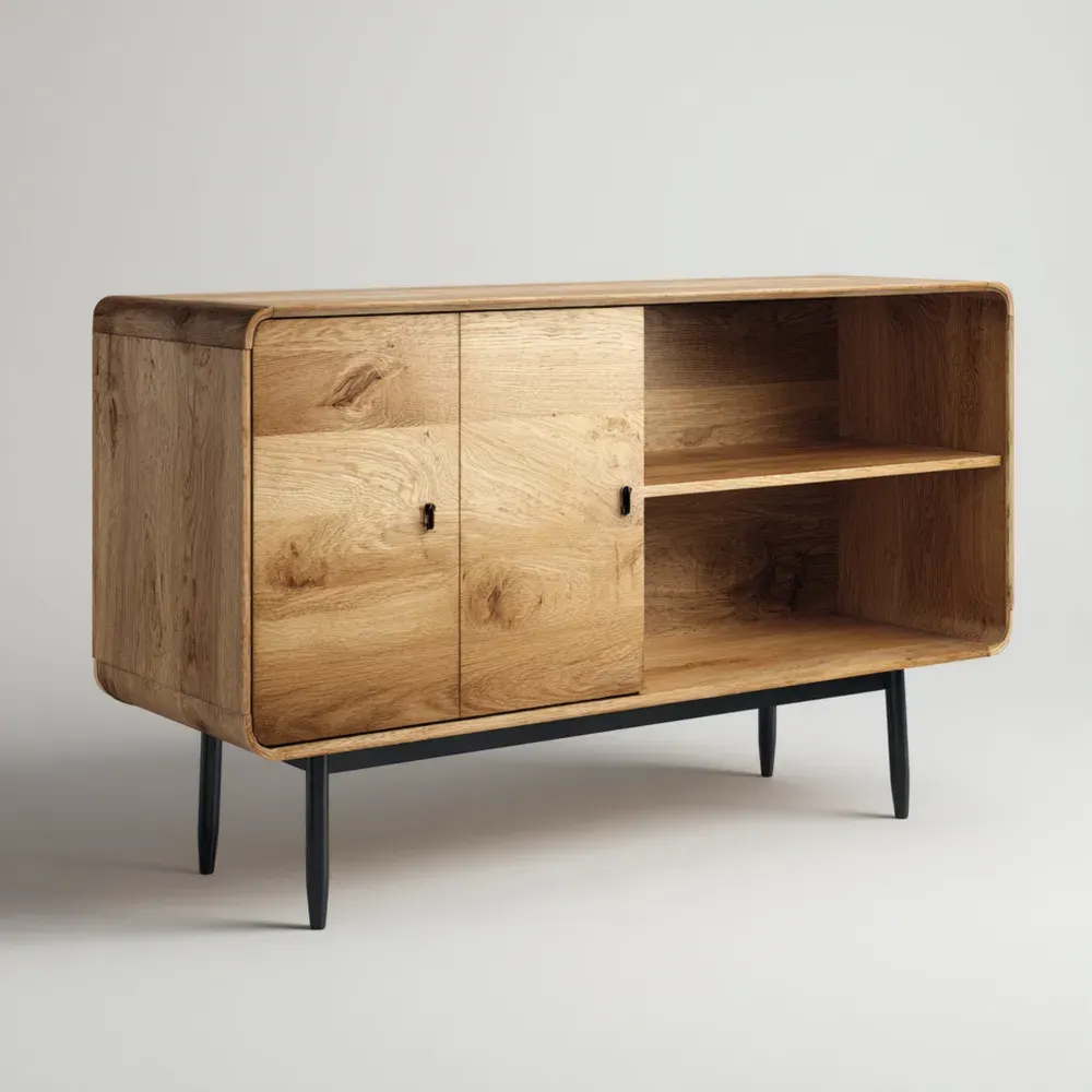 Sideboard Eichenholz mit Metallbeinen 120x45x80 cm