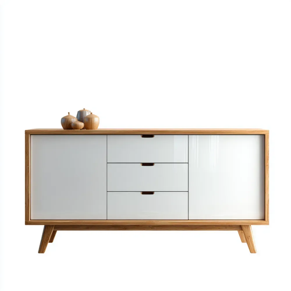 Sideboard 150x40x80 cm - Eiche - Weiß
