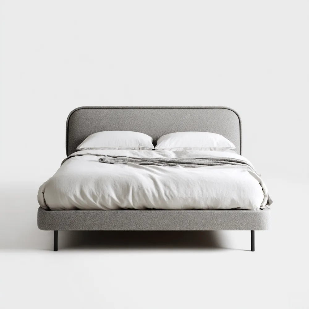 Doppelbett 180x200 cm Bouclé Hellgrau