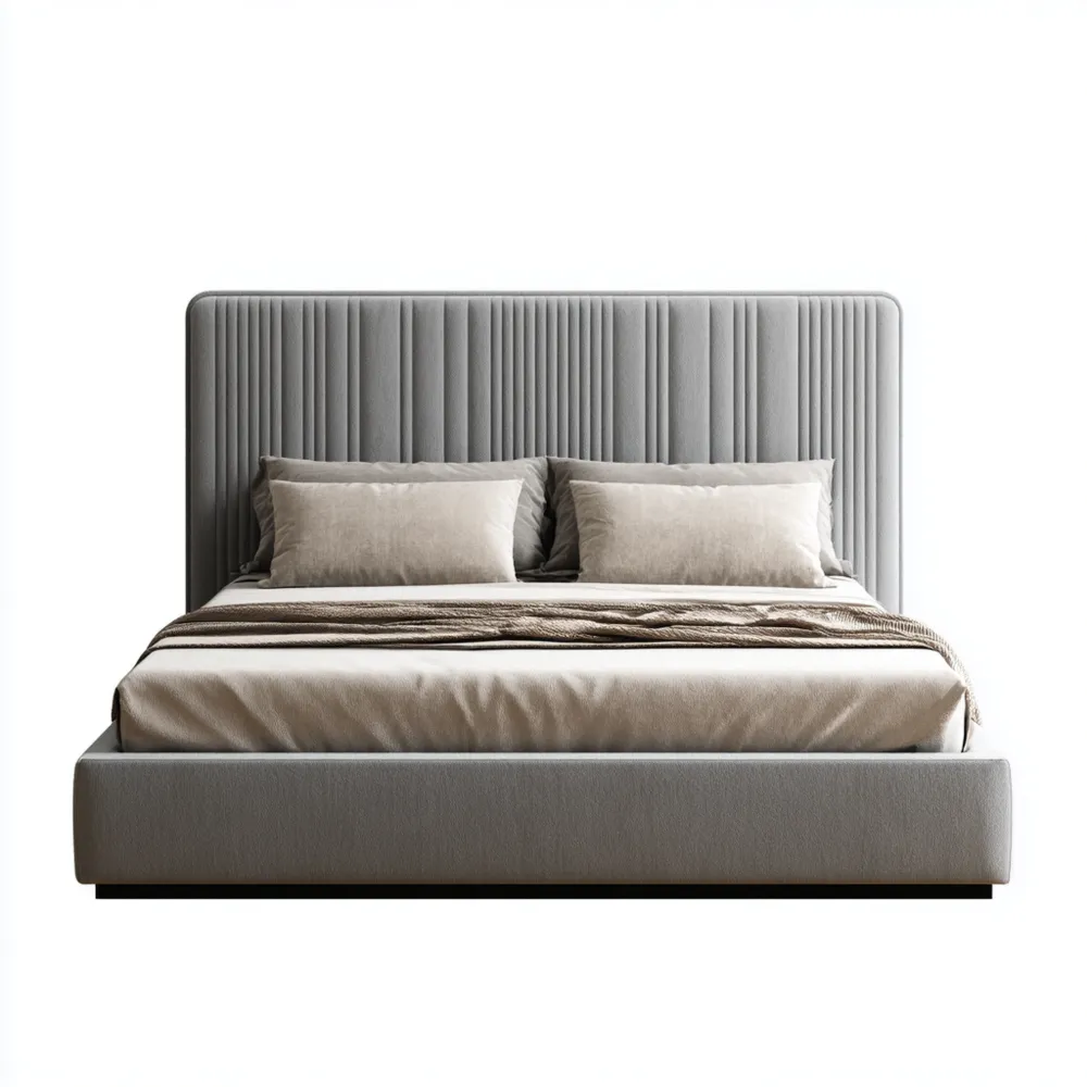 Polsterbett Stoff Hellgrau mit Kissen 180x200 cm