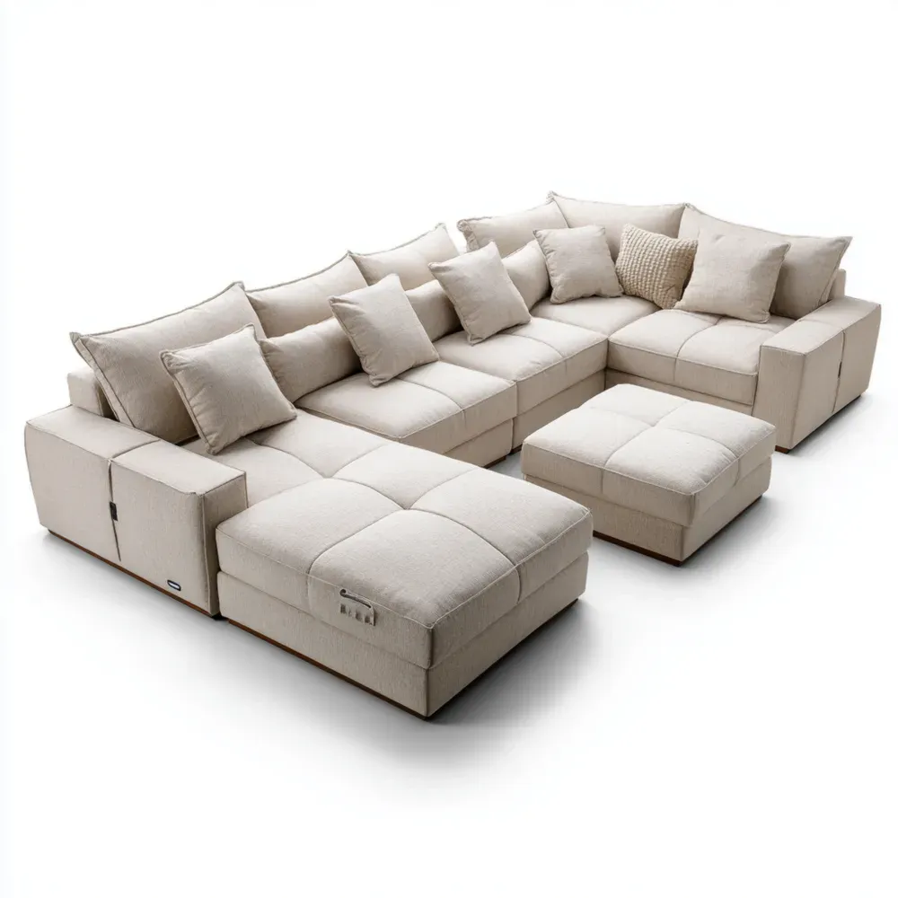 Modulares Ecksofa Stoff Beige