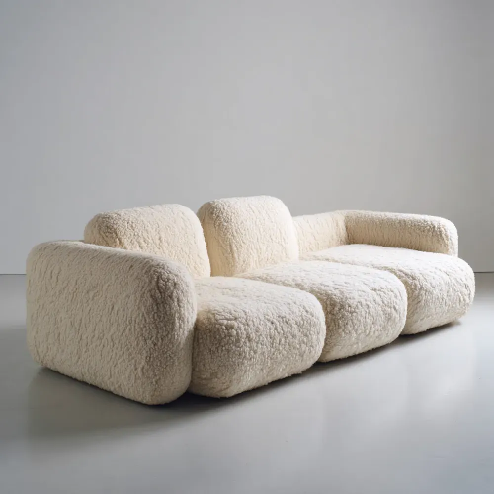 Modulares Sofa Set aus Bouclé Stoff Beige