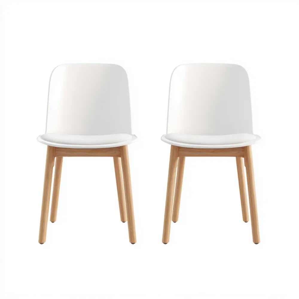 Esszimmerstuhl-Set aus Massivholz und Kunststoff, 2er-Set, Weiß