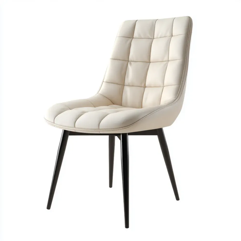 Esszimmerstuhl Lederoptik Beige mit Metallbeinen