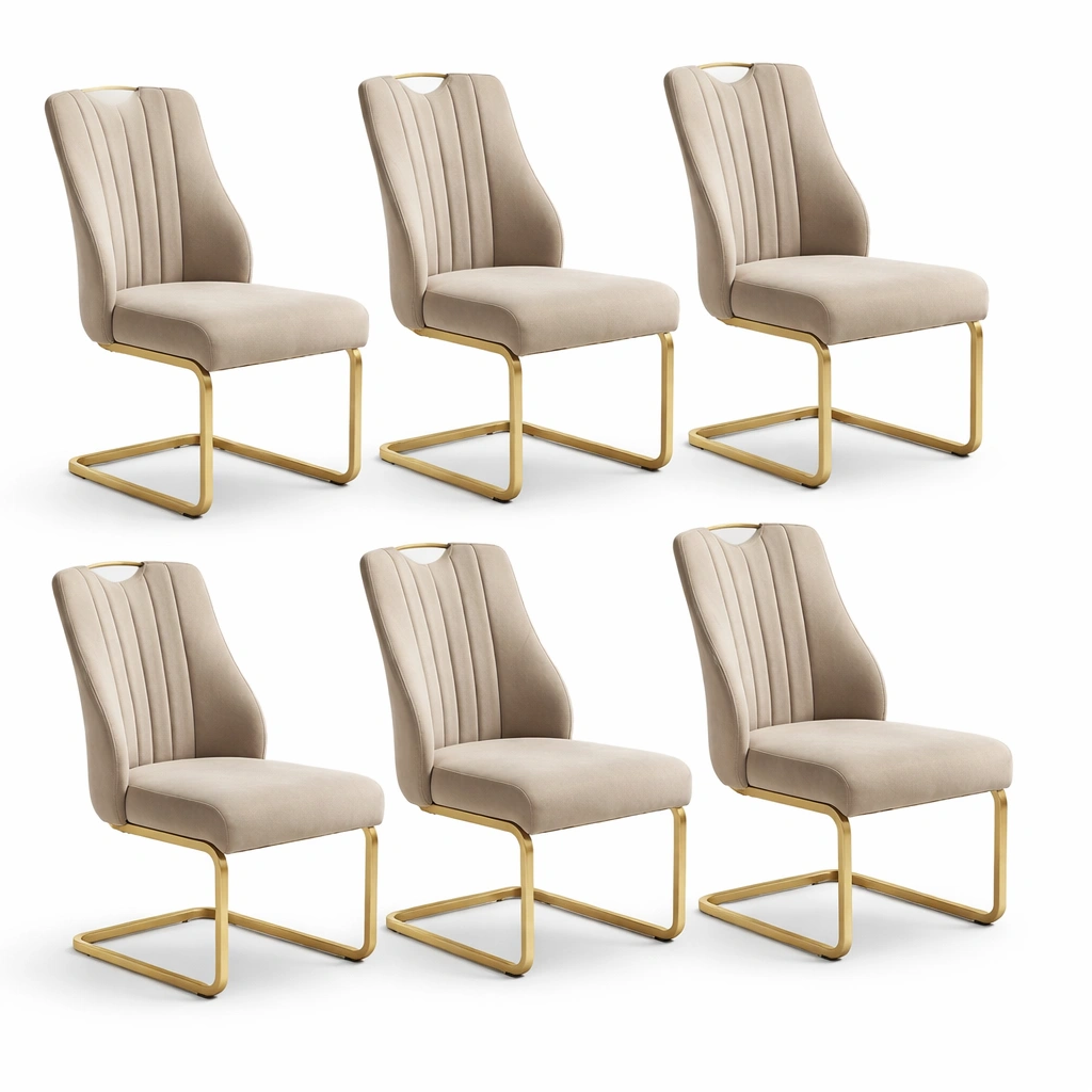 Lot de 6 chaises beige pieds metal design moderne-tavionyx