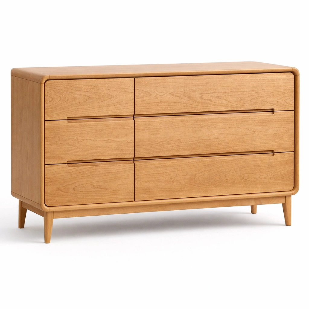 Commode bois clair minimaliste 6 tiroirs-tavionyx