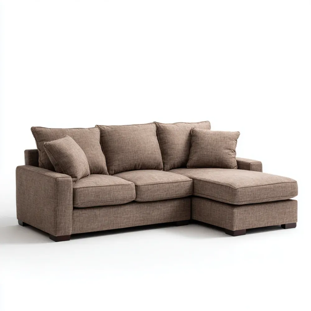 Ecksofa Stoff 200x90x80 cm – Hellbraun