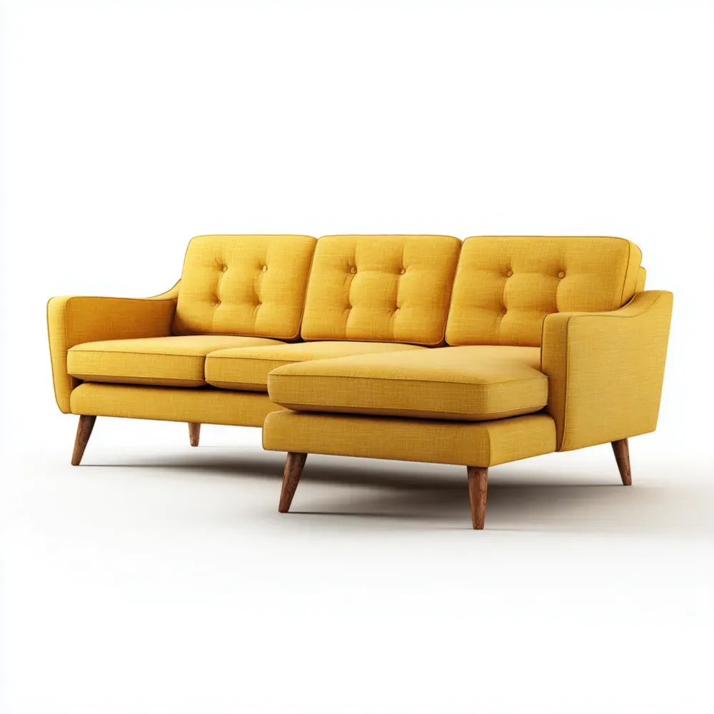 Ecksofa Stoff Holz 250x85x90 cm – Gelb