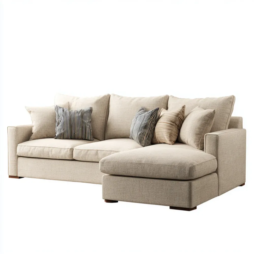 Ecksofa Leinen 220x150x85 cm – Beige