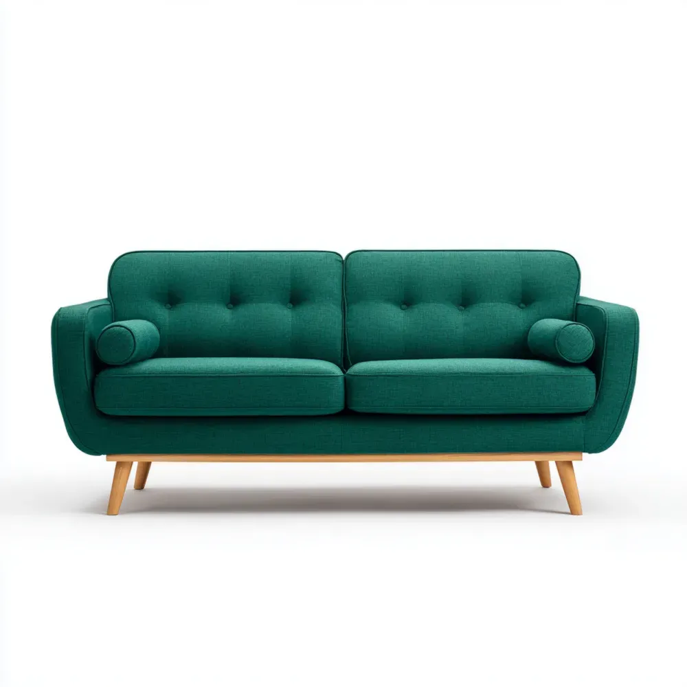 Sofa 3-Sitzer Holz und Stoff Grün