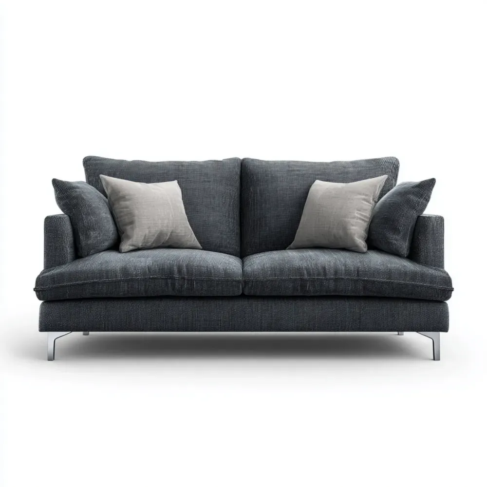 Zweisitzer Sofa Stoff Dunkelgrau mit Kissen