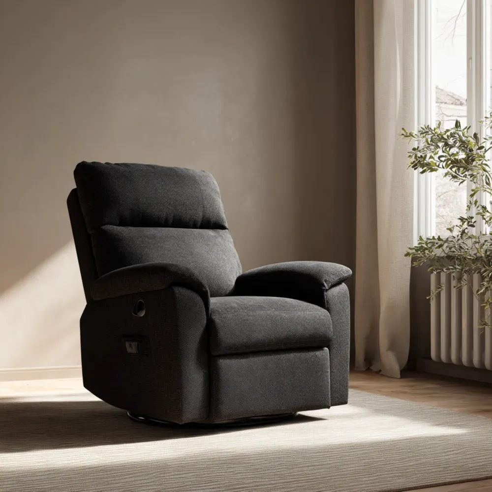 Polstersessel Dunkelgrau mit Liegefunktion