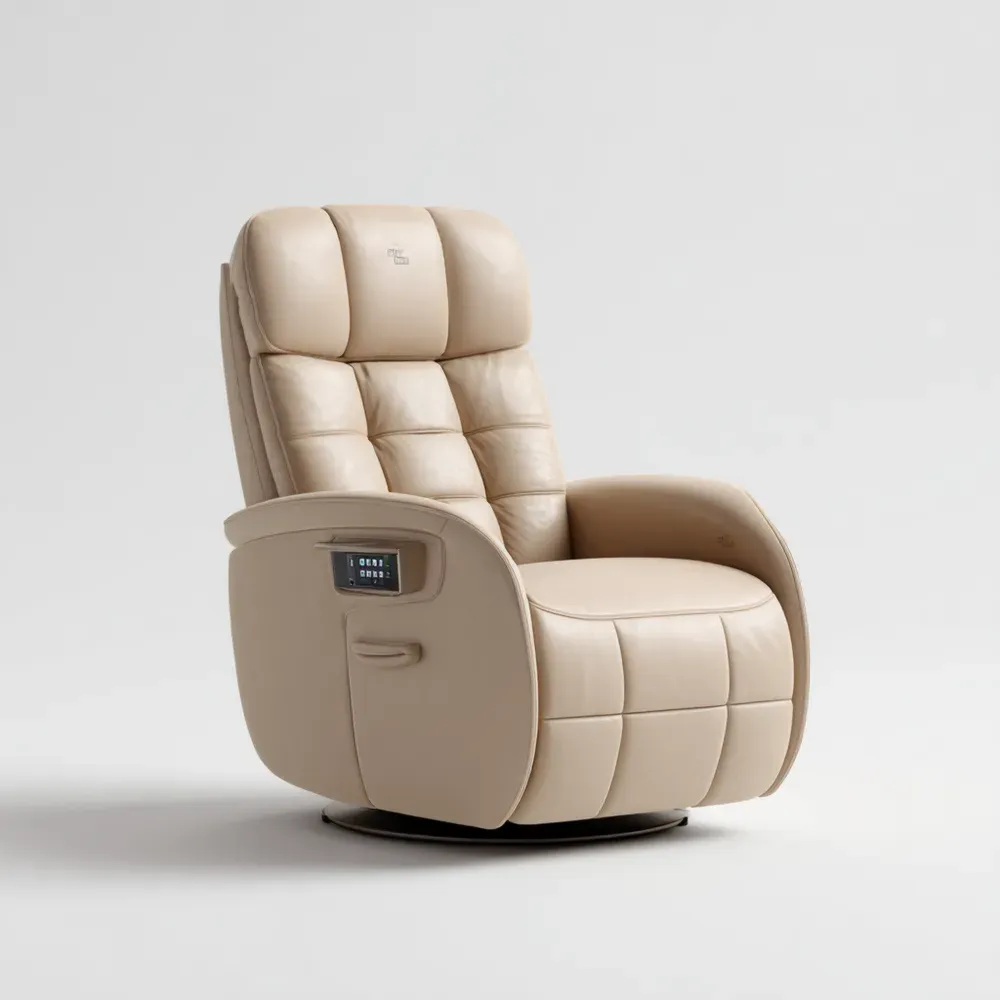 Massagesessel aus Leder Beige Verstellbar 85x90x115 cm