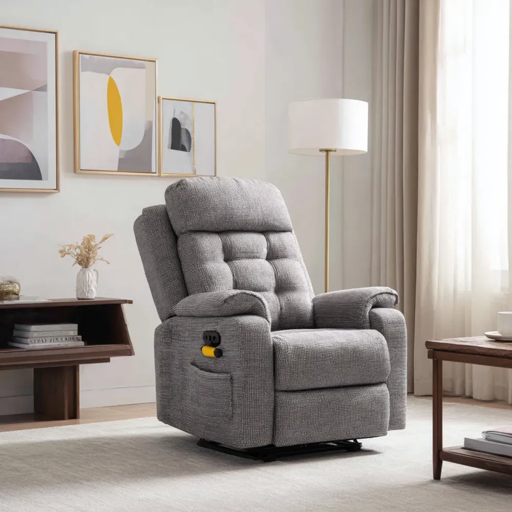 Relaxsessel Textil Hellgrau Verstellbar