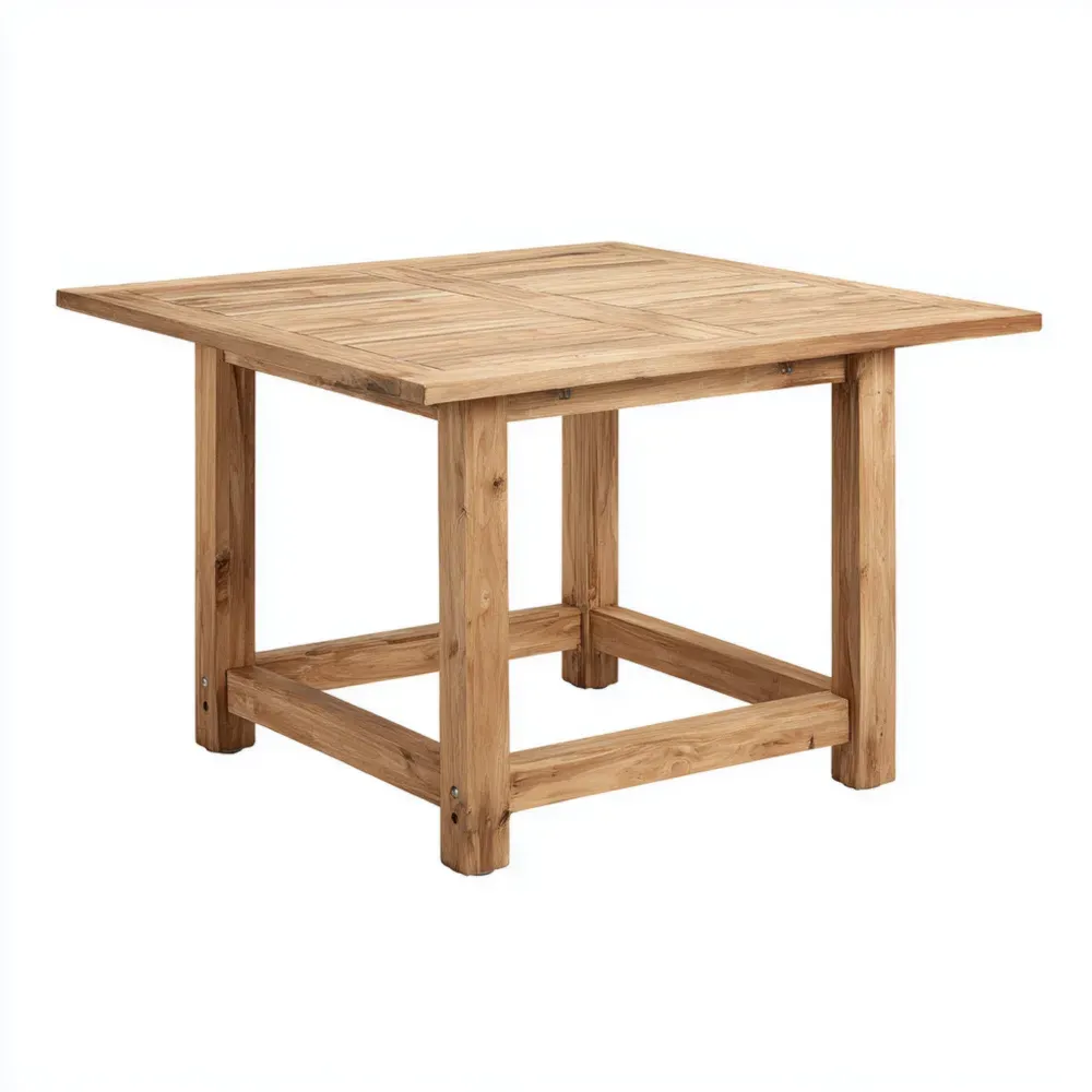 Quadratischer Teakholztisch 90x90x75 cm - Natur