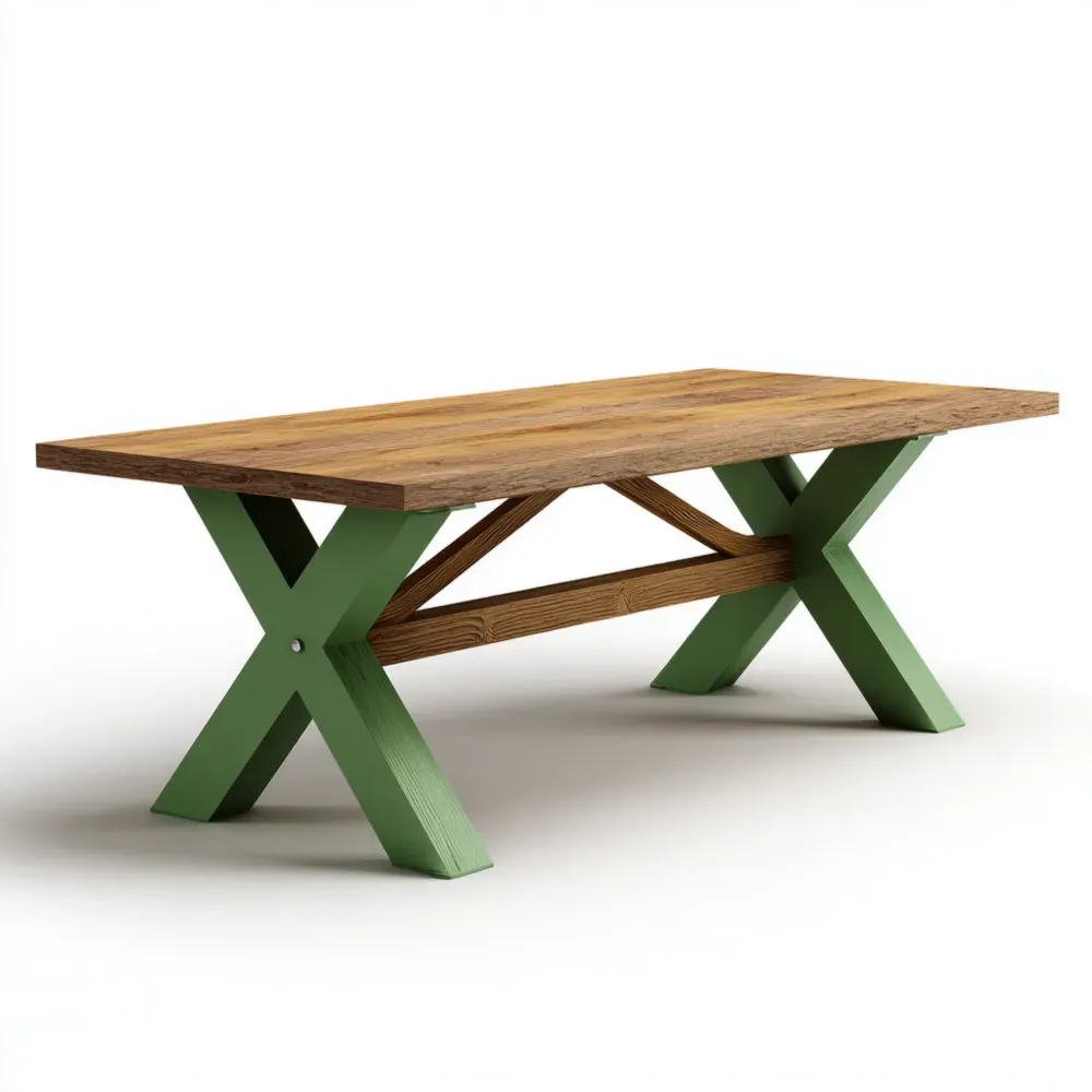 Esstisch aus Holz mit Kiefernrahmen 200x100x75 cm – Braun/Grün